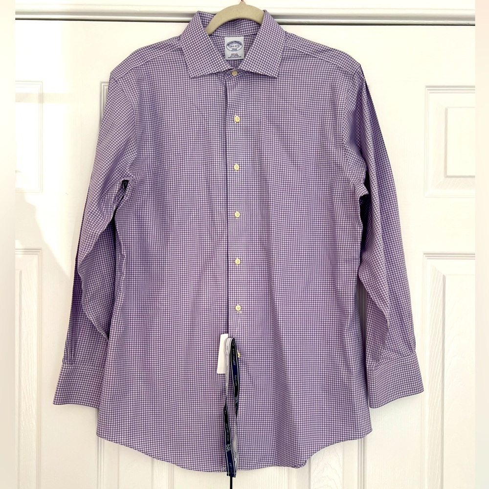 New w Tags BROOKS BROTHERS Slim Fit 346 Button Down Non-Iron Shirt 15 1/2 2/3